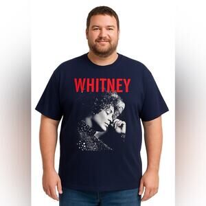 Official Licensed Whitney Houston Graphic Black Band Tee Big & Tall Size 2XL